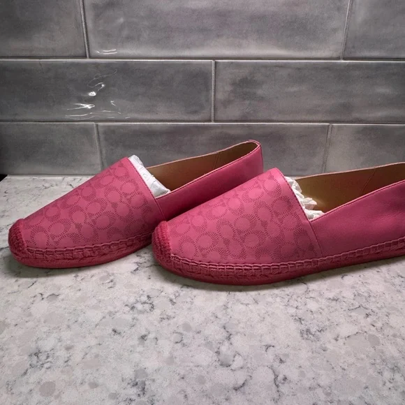 Coach Charlie Espadrilles Pink Petunia Leather Shoes Women’s 8 New - Picture 5 of 11